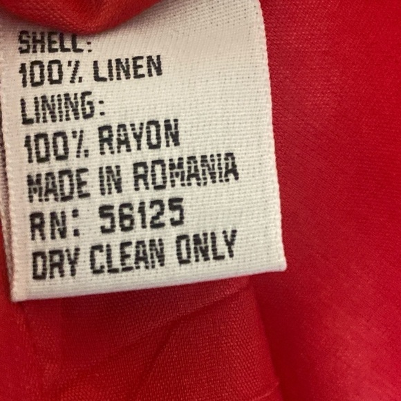 NY Sake LINEN Shirt Dress Silver Hardware Zip front, zipper pockets Red Size 1… - Picture 3 of 16